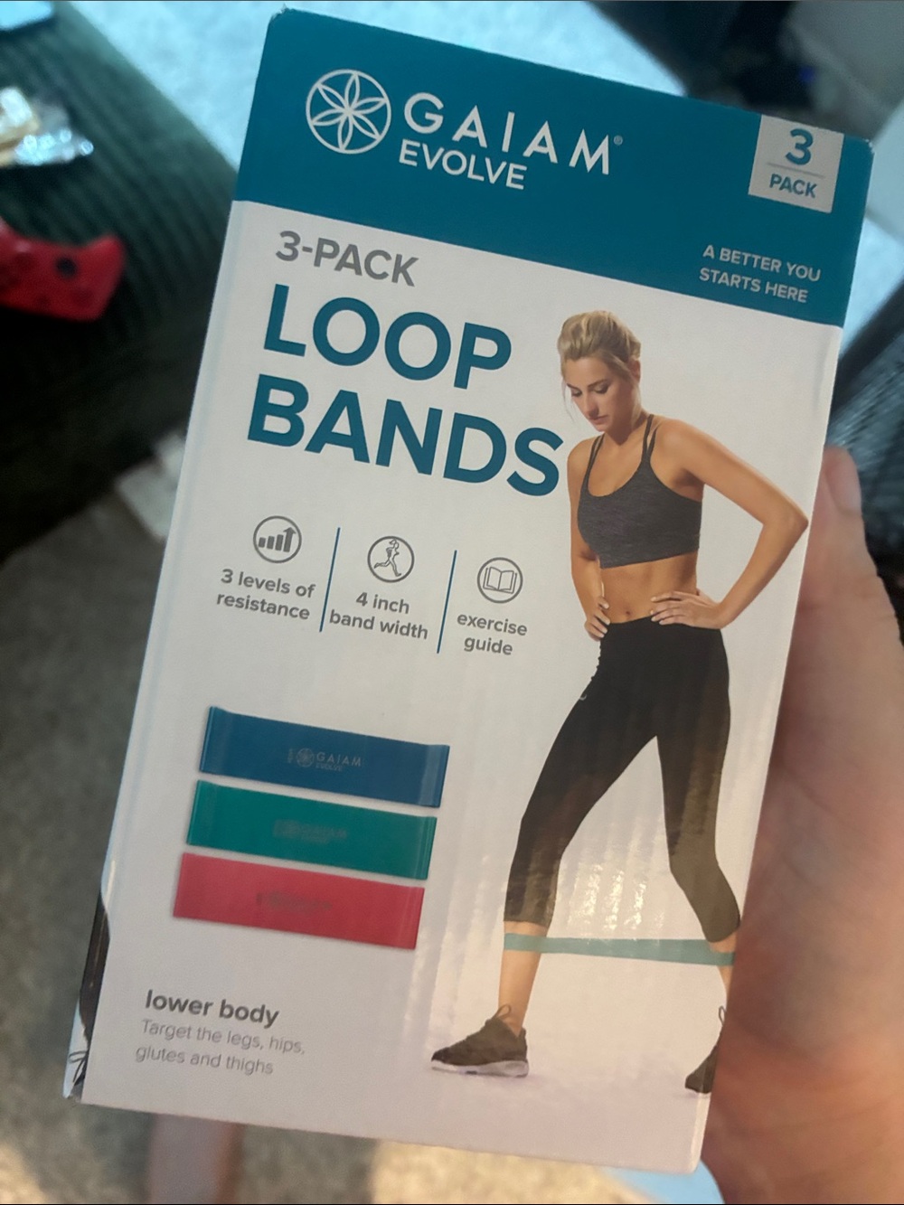 GAIAM Loop Resistance Bands - Blue, Teal, Red 3-Pack